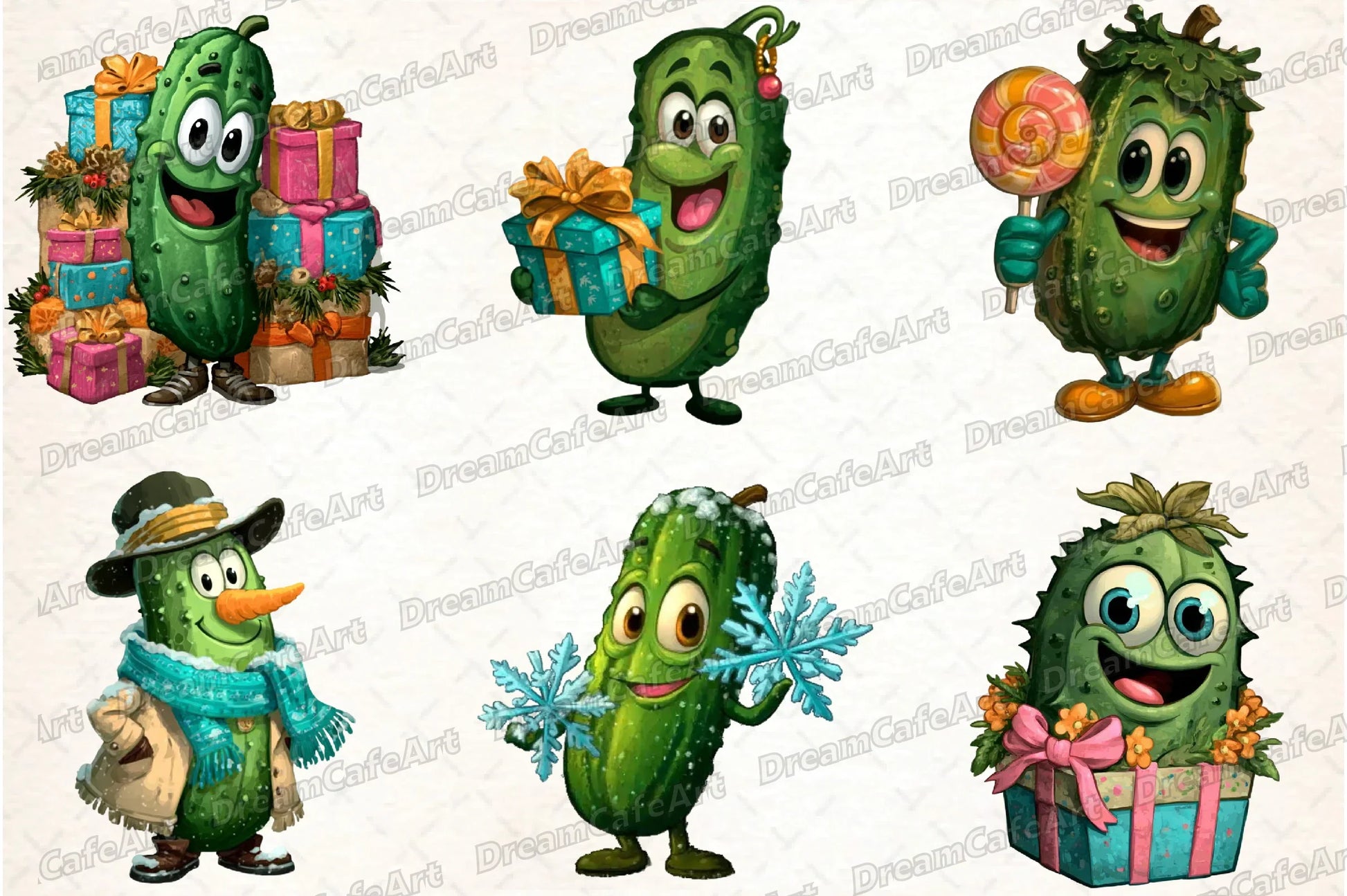 Funny Christmas Cucumber Clipart Bundle - CraftNest - Digital Crafting and Art