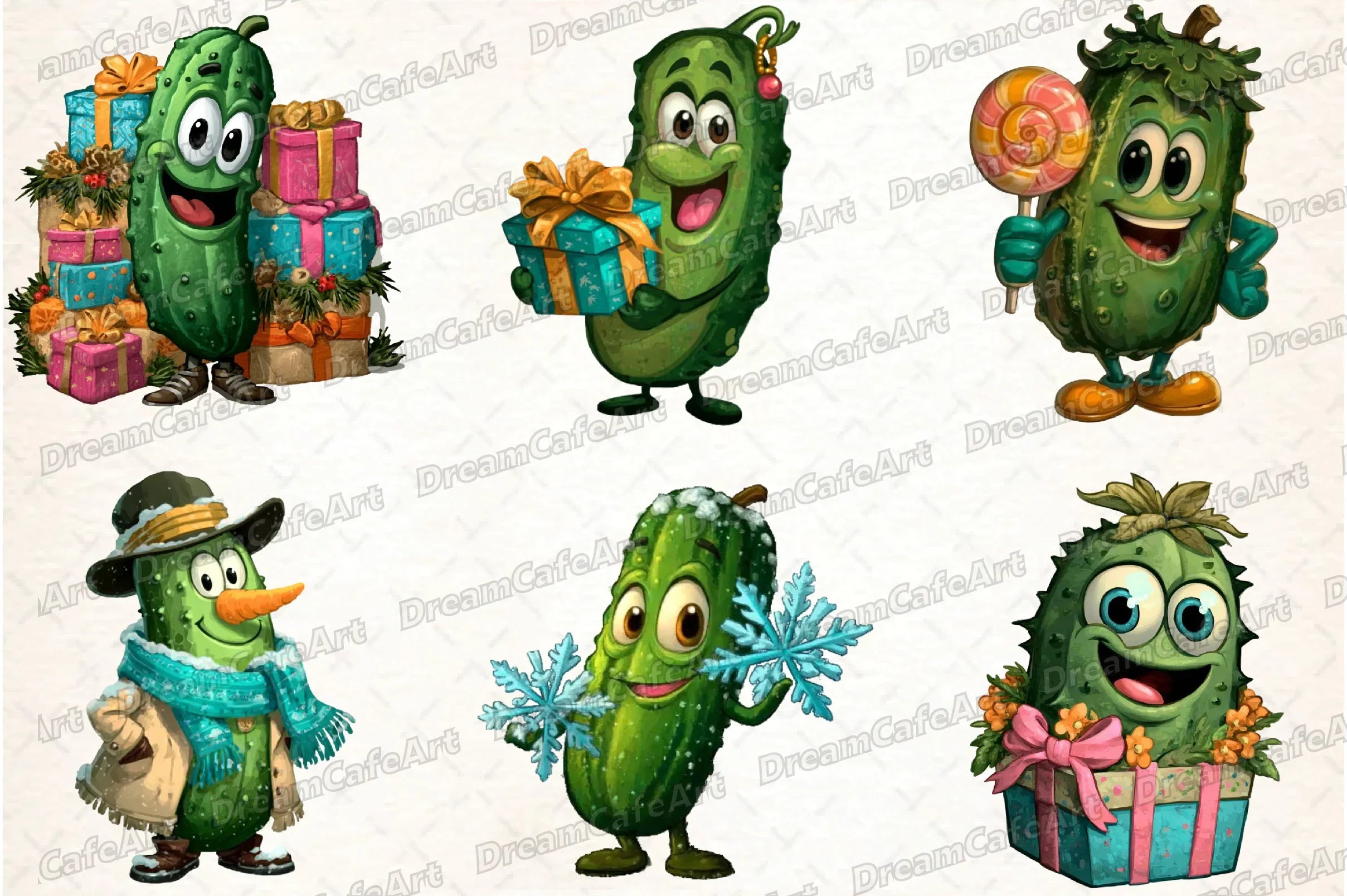 Funny Christmas Cucumber Clipart Bundle - CraftNest - Digital Crafting and Art
