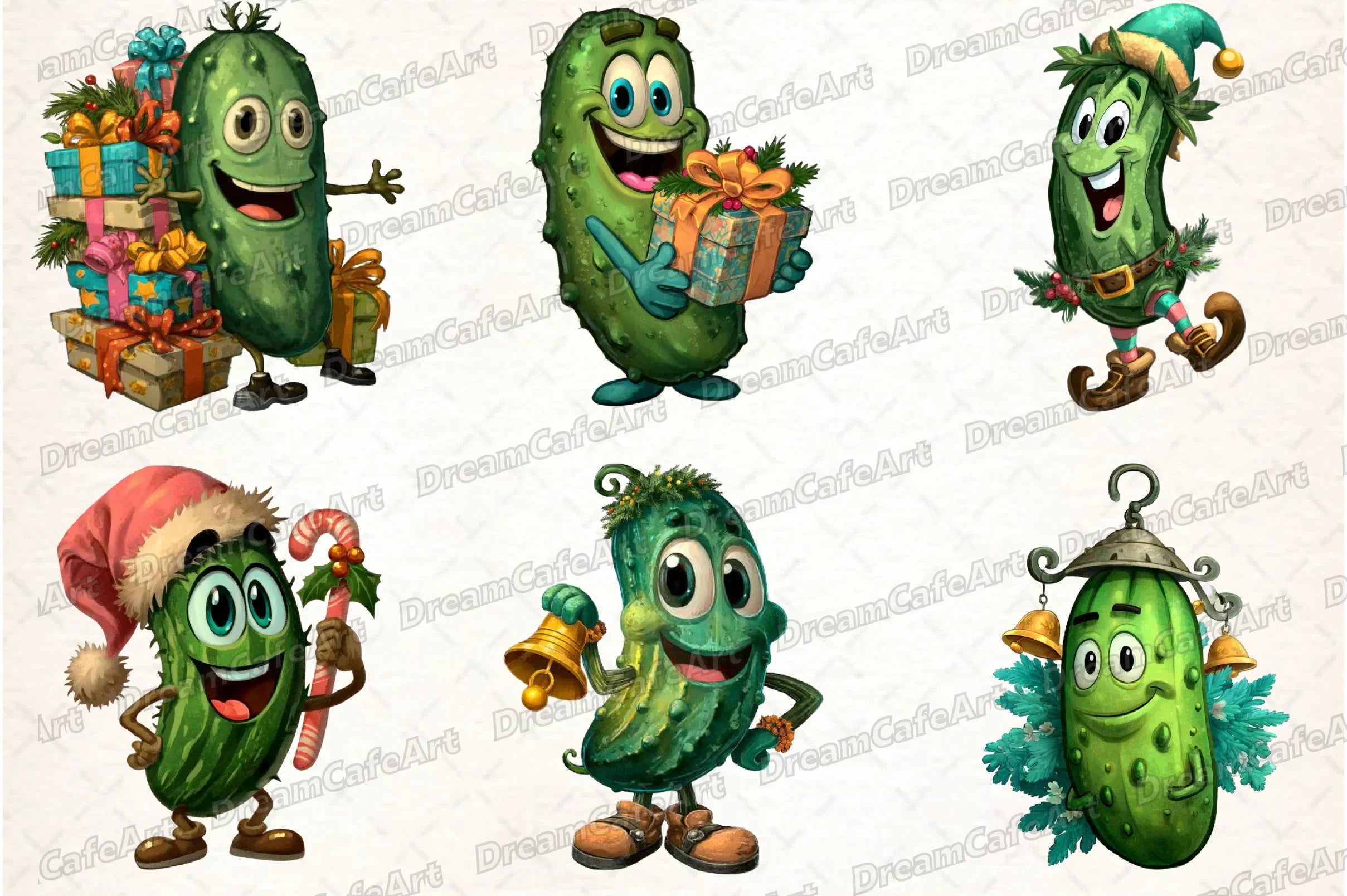 Funny Christmas Cucumber Clipart Bundle - CraftNest - Digital Crafting and Art