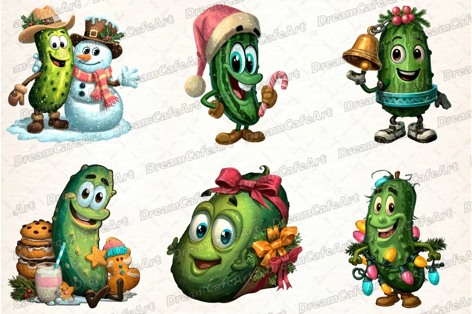 Funny Christmas Cucumber Clipart Bundle - CraftNest - Digital Crafting and Art