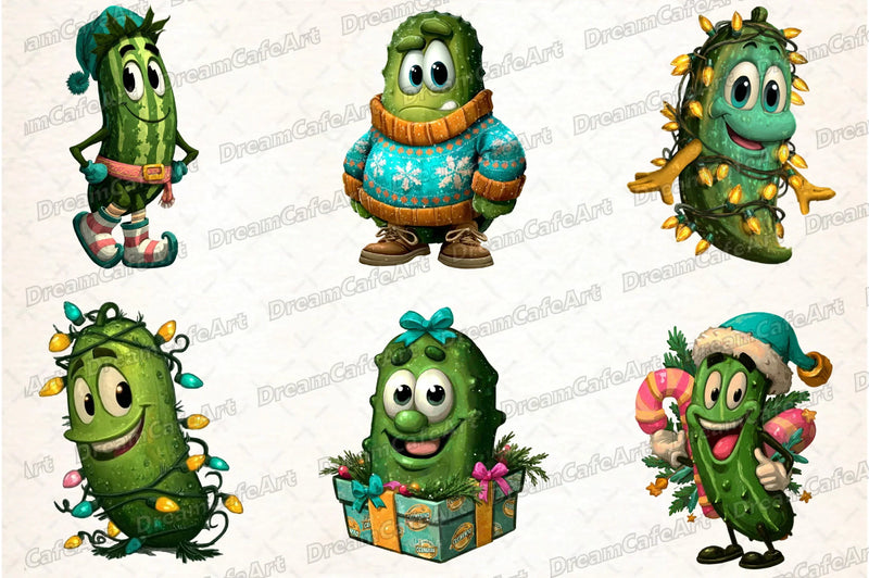 Funny Christmas Cucumber Clipart Bundle - CraftNest - Digital Crafting and Art