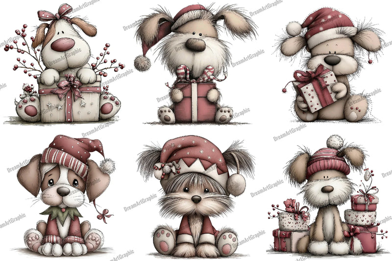 Funny Christmas Dog Clipart Bundle - CraftNest - Digital Crafting and Art