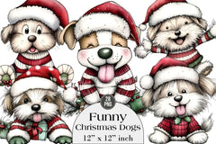 Funny Christmas Dogs Clipart Bundle - CraftNest - Digital Crafting and Art