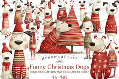 Funny Christmas Dogs Clipart Bundle - CraftNest - Digital Crafting and Art