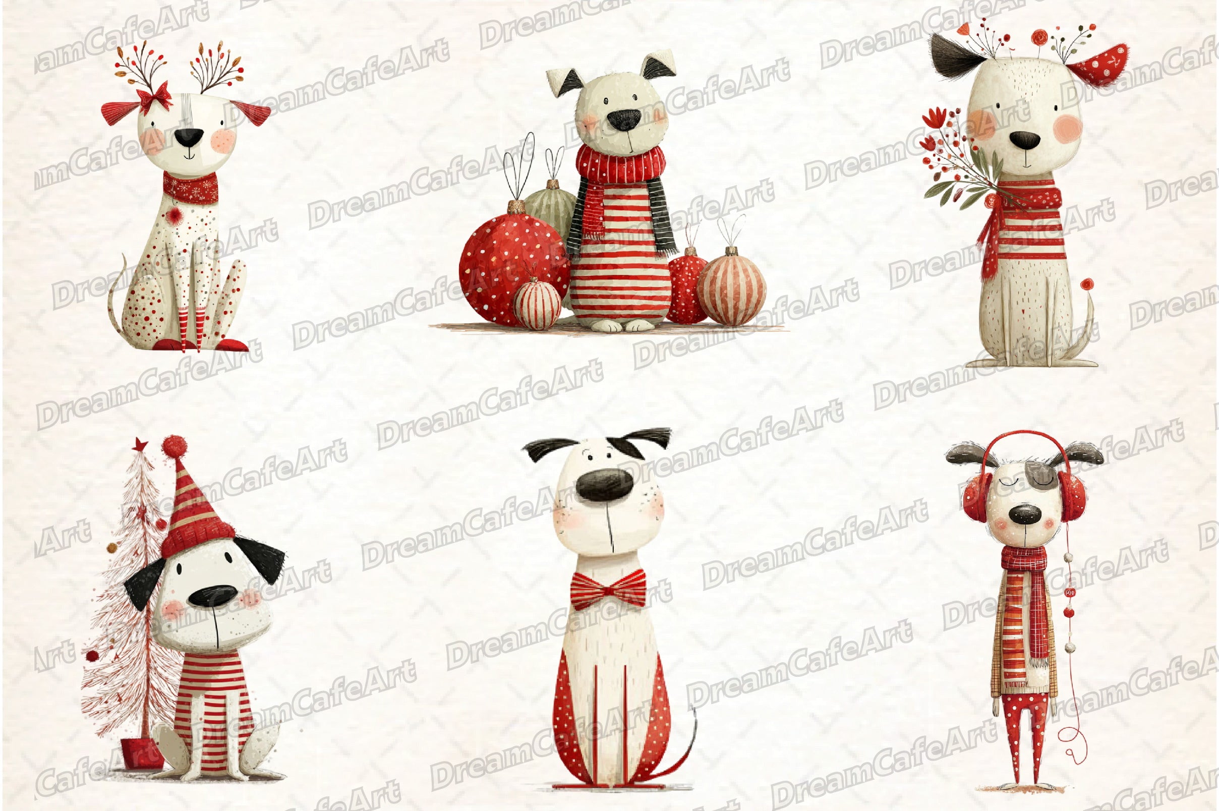 Funny Christmas Dogs Clipart Bundle