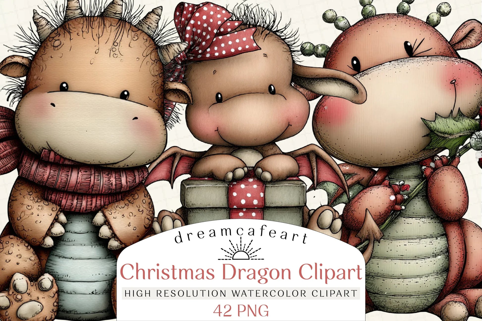 Funny Christmas Dragon Clipart Bundle - CraftNest - Digital Crafting and Art