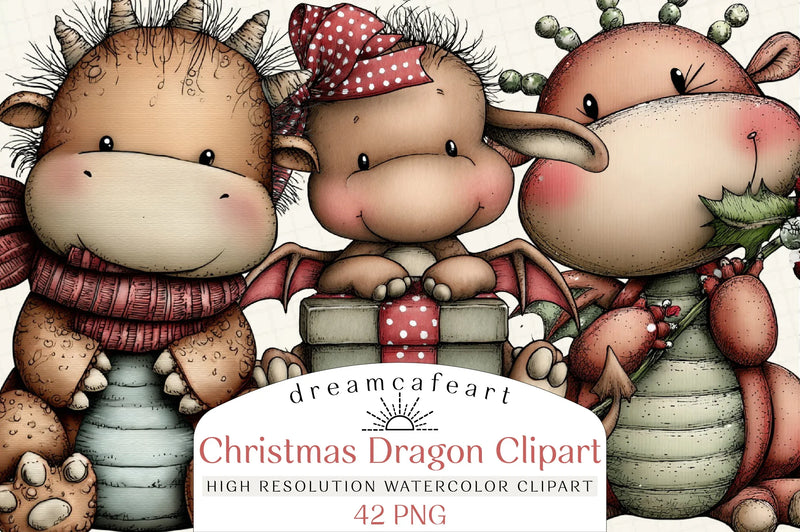 Funny Christmas Dragon Clipart Bundle - CraftNest - Digital Crafting and Art