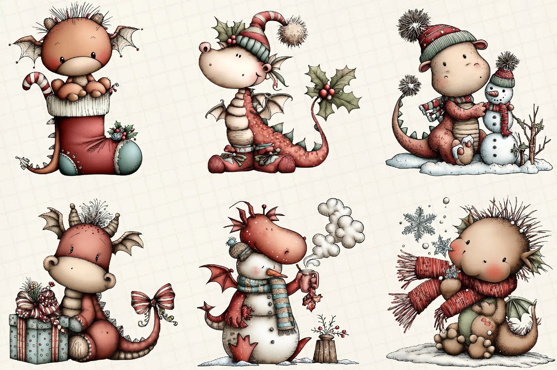 Funny Christmas Dragon Clipart Bundle - CraftNest - Digital Crafting and Art