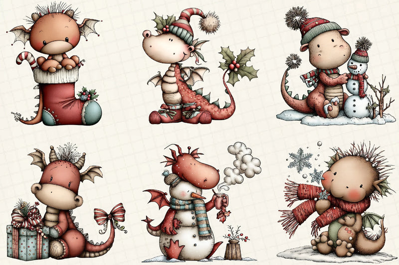 Funny Christmas Dragon Clipart Bundle - CraftNest - Digital Crafting and Art