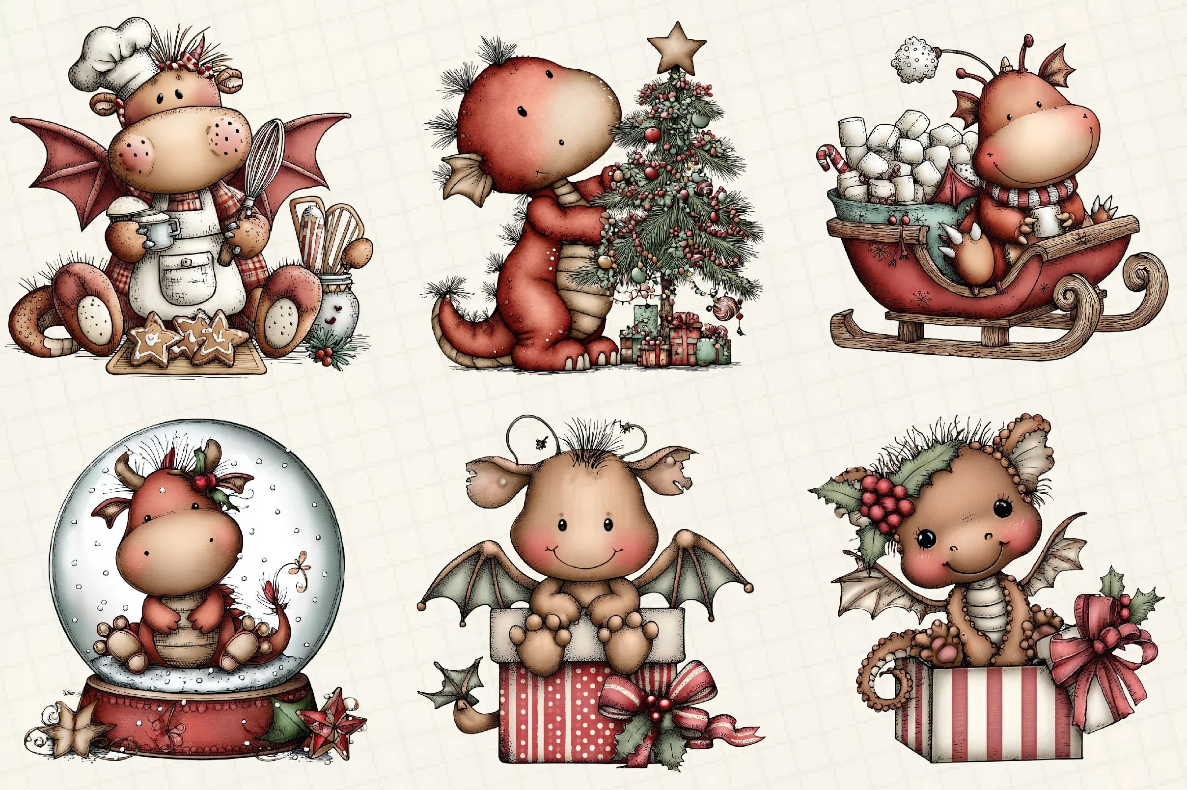 Funny Christmas Dragon Clipart Bundle - CraftNest - Digital Crafting and Art