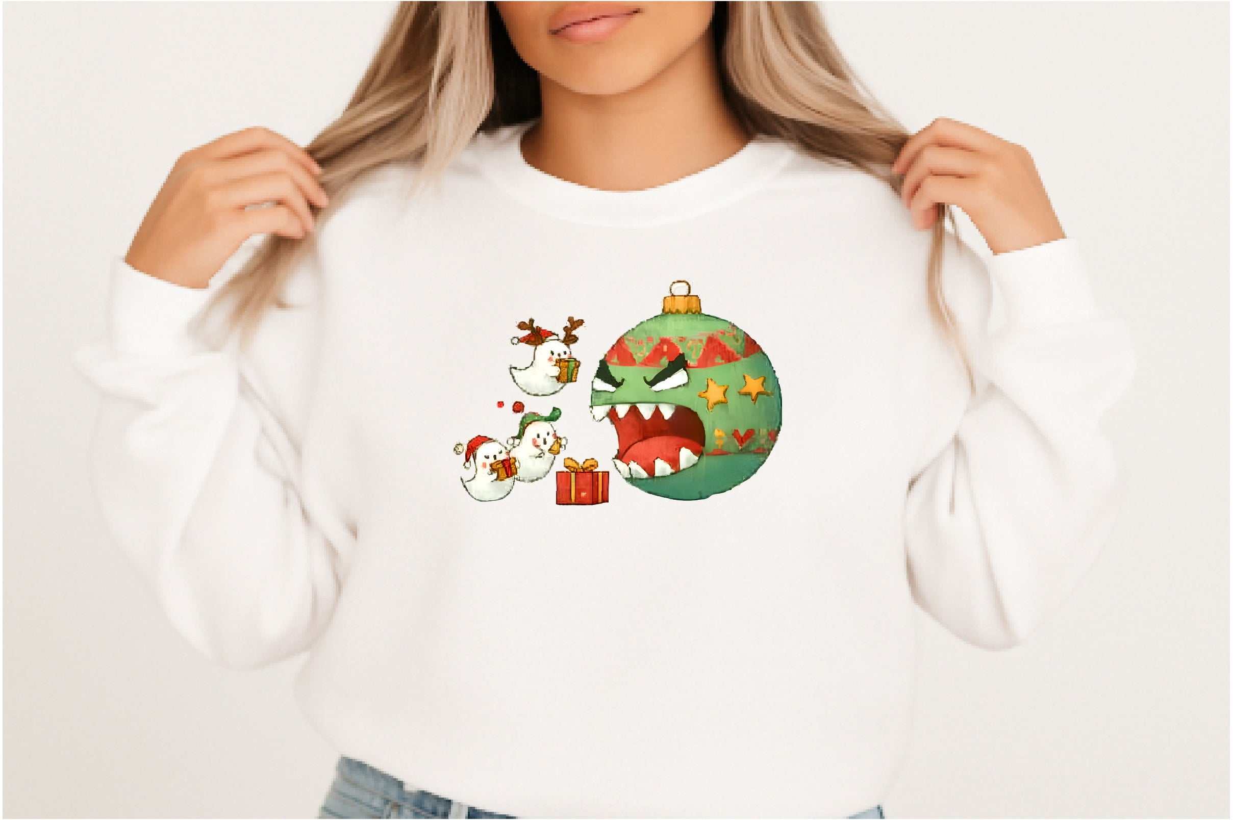 Funny Christmas Ghost Ornament Clipart Bundle