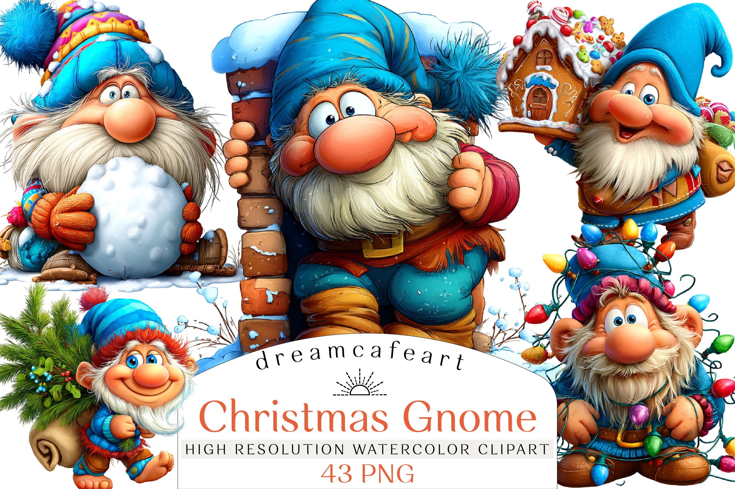 Funny Christmas Gnome Clipart Bundle