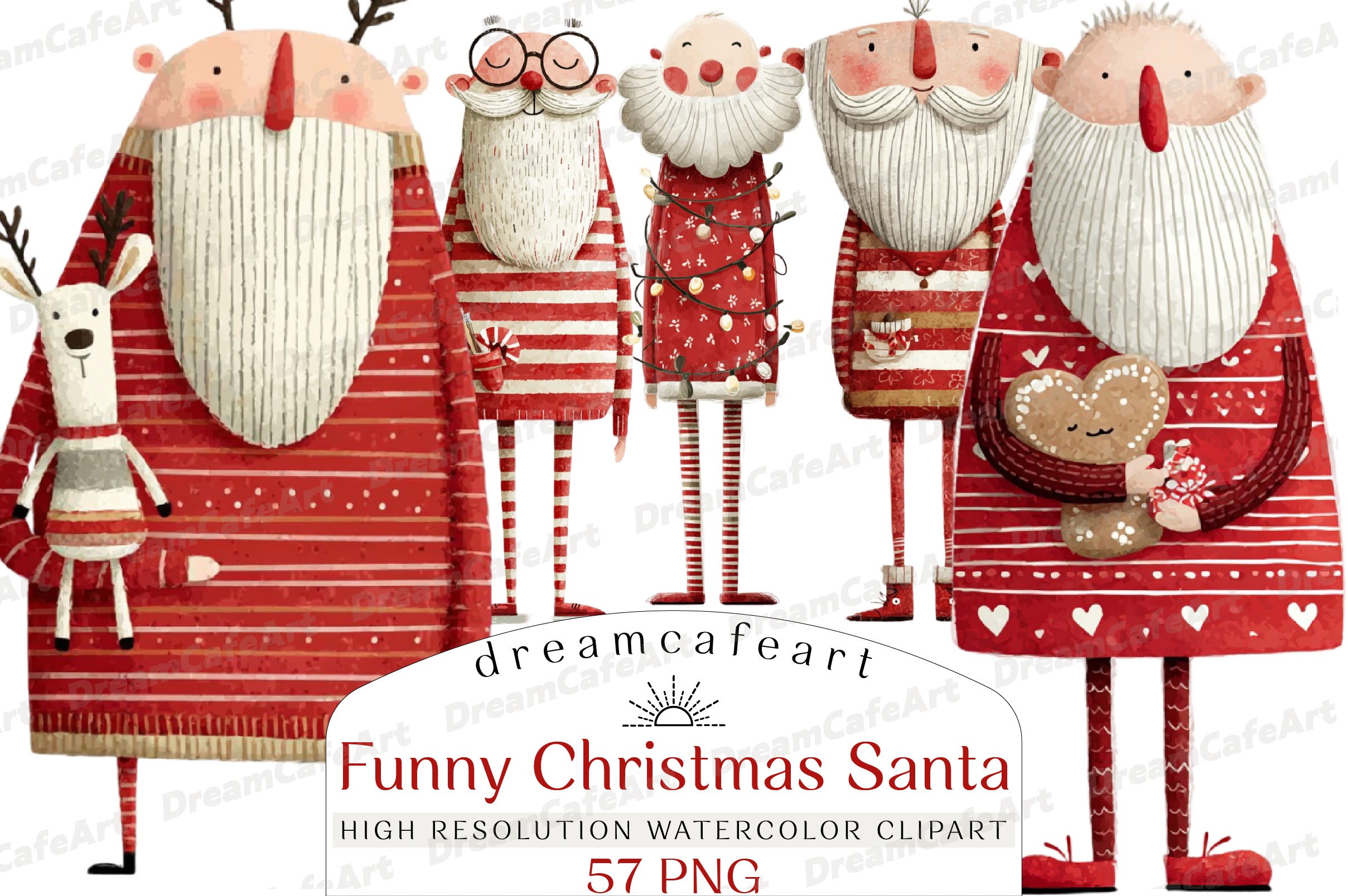 Funny Christmas Santa Clipart Bundle