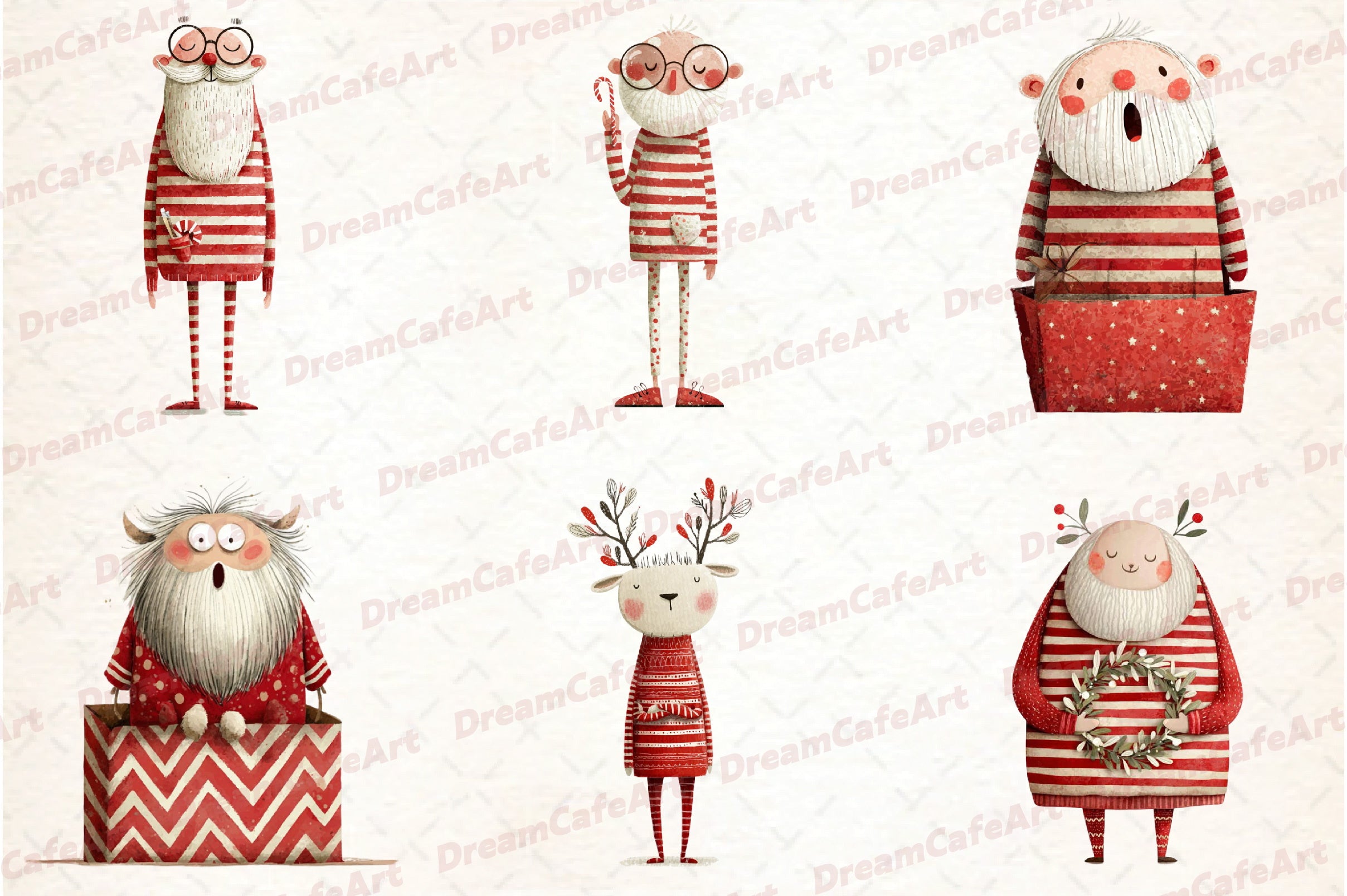 Funny Christmas Santa Clipart Bundle