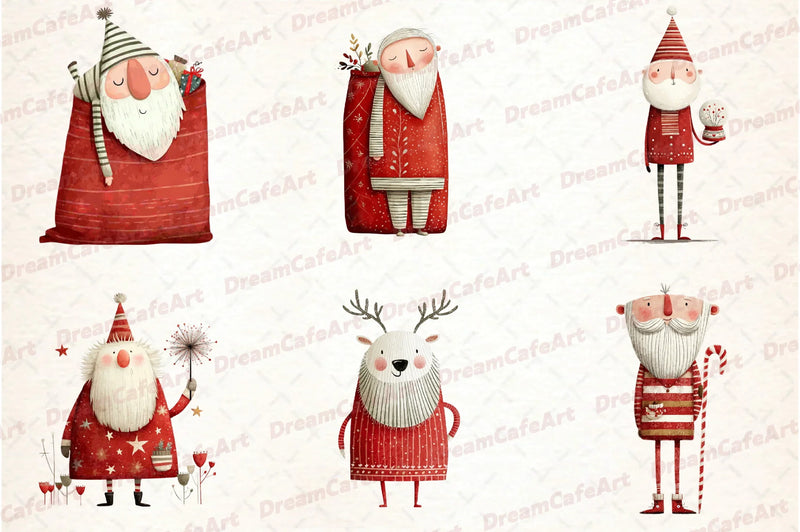 Funny Christmas Santa Clipart Bundle - CraftNest - Digital Crafting and Art