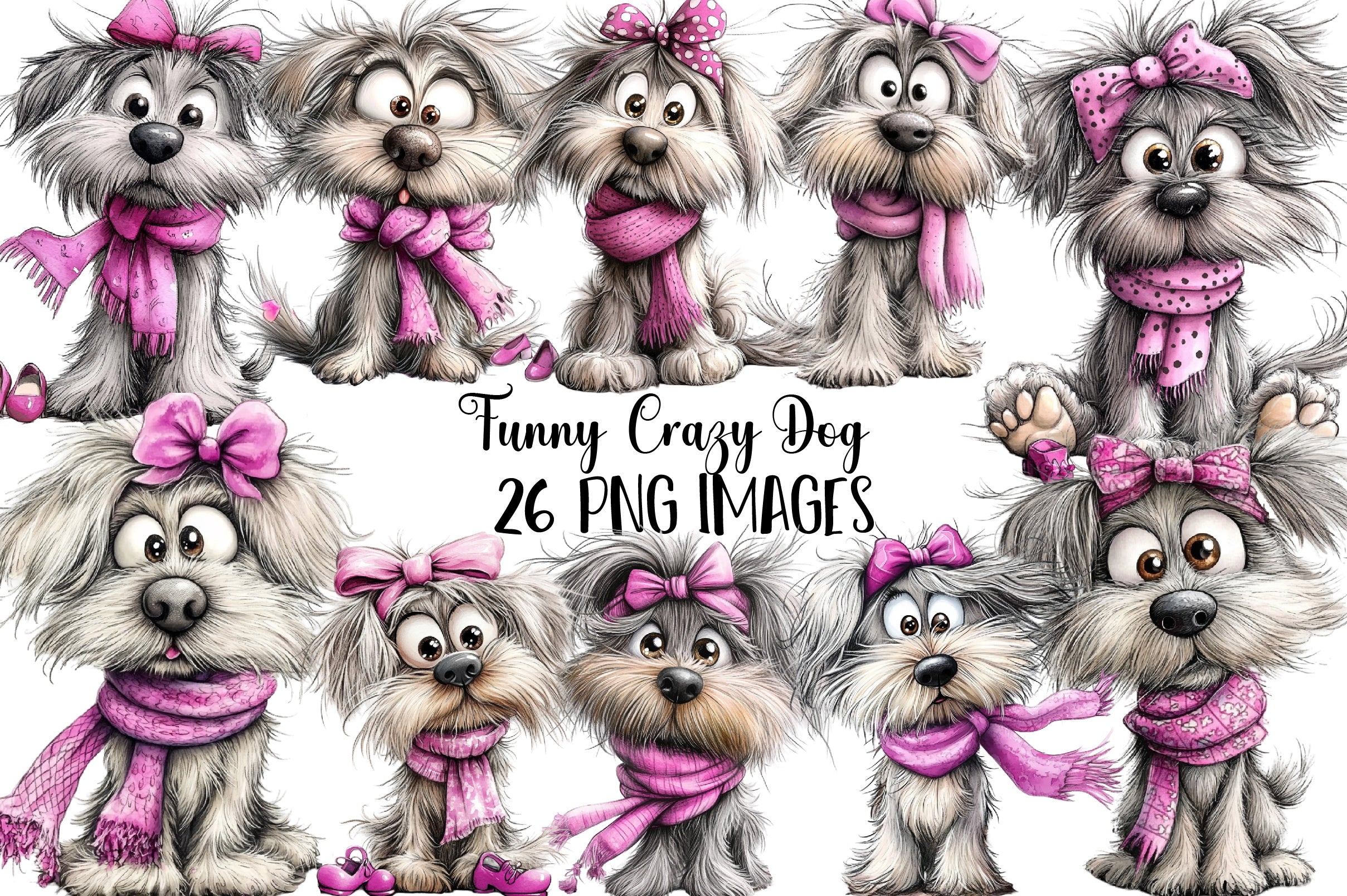 Funny Crazy Dog Clipart Bundle