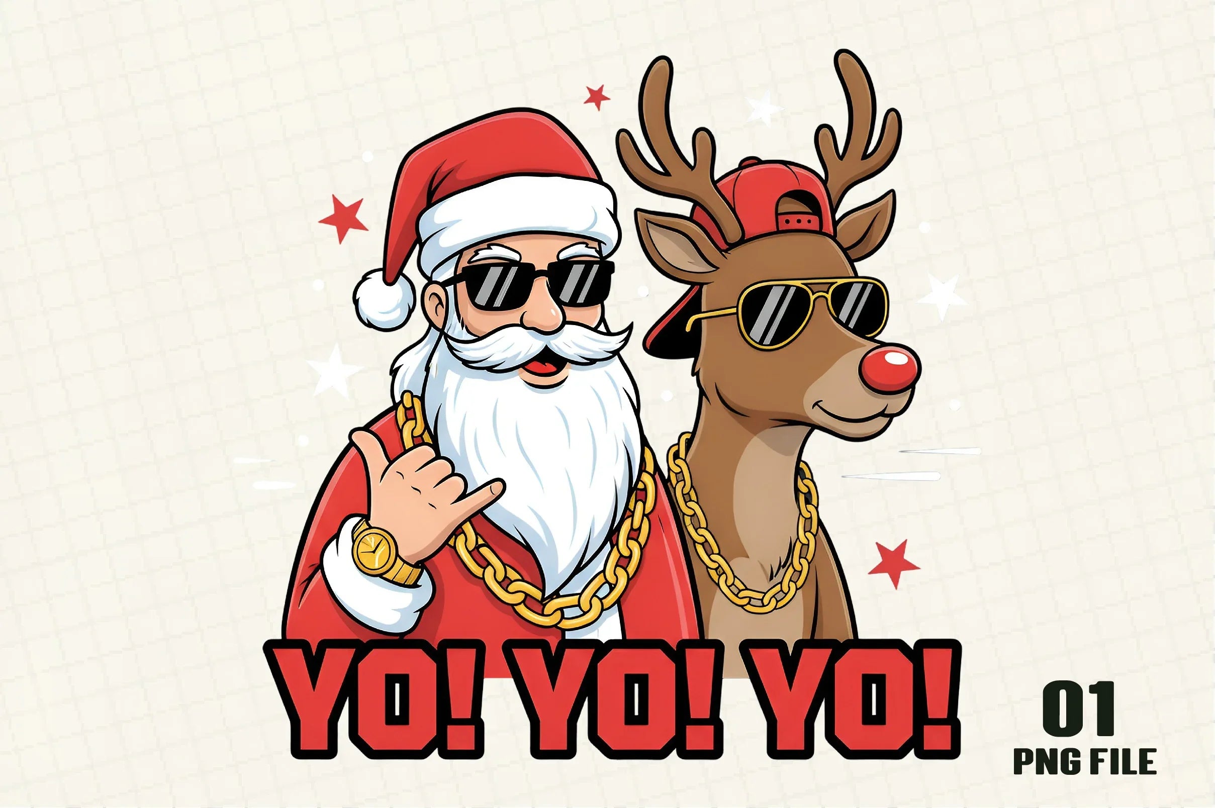 Cartoon Rapping Santa Funny Hip Hop Santa Clipart Bundle