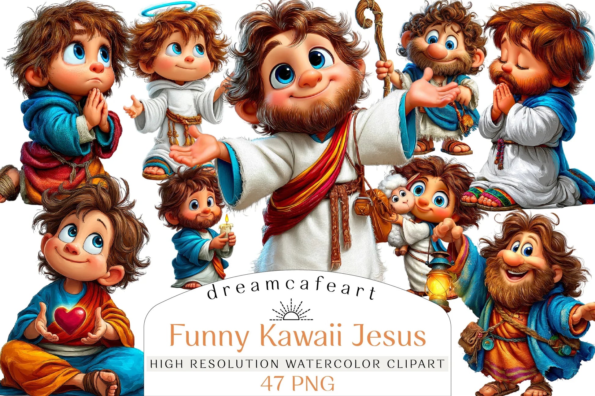 Kawaii Jesus Clipart Bundle - Funny & Cute Designs - CraftNest - Digital Crafting and Art