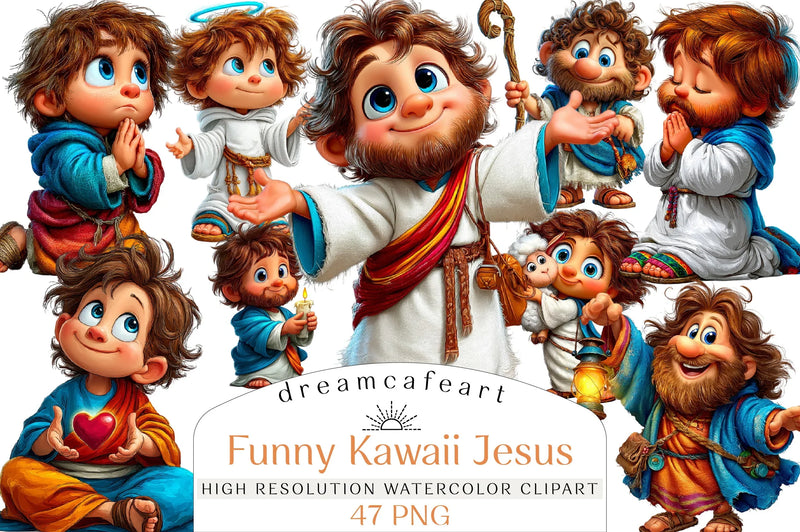 Kawaii Jesus Clipart Bundle - Funny & Cute Designs - CraftNest - Digital Crafting and Art