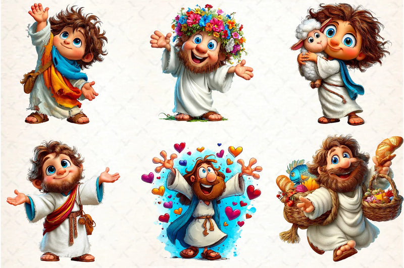Kawaii Jesus Clipart Bundle - Funny & Cute Designs - CraftNest - Digital Crafting and Art