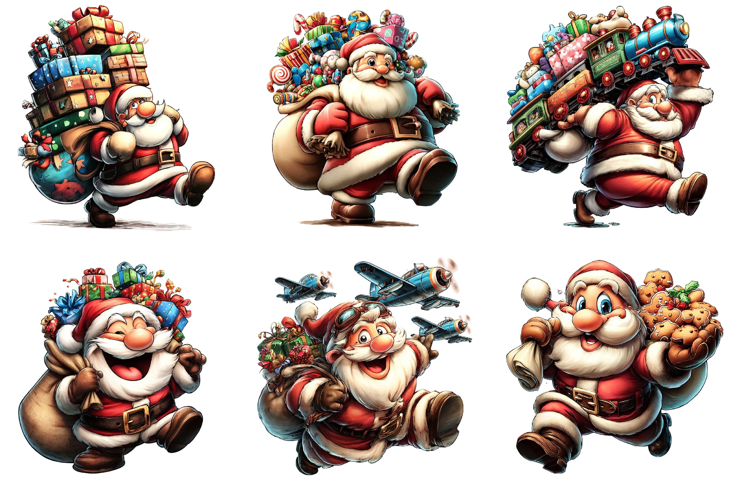 Funny Santa's Happy Haul Clipart Bundle