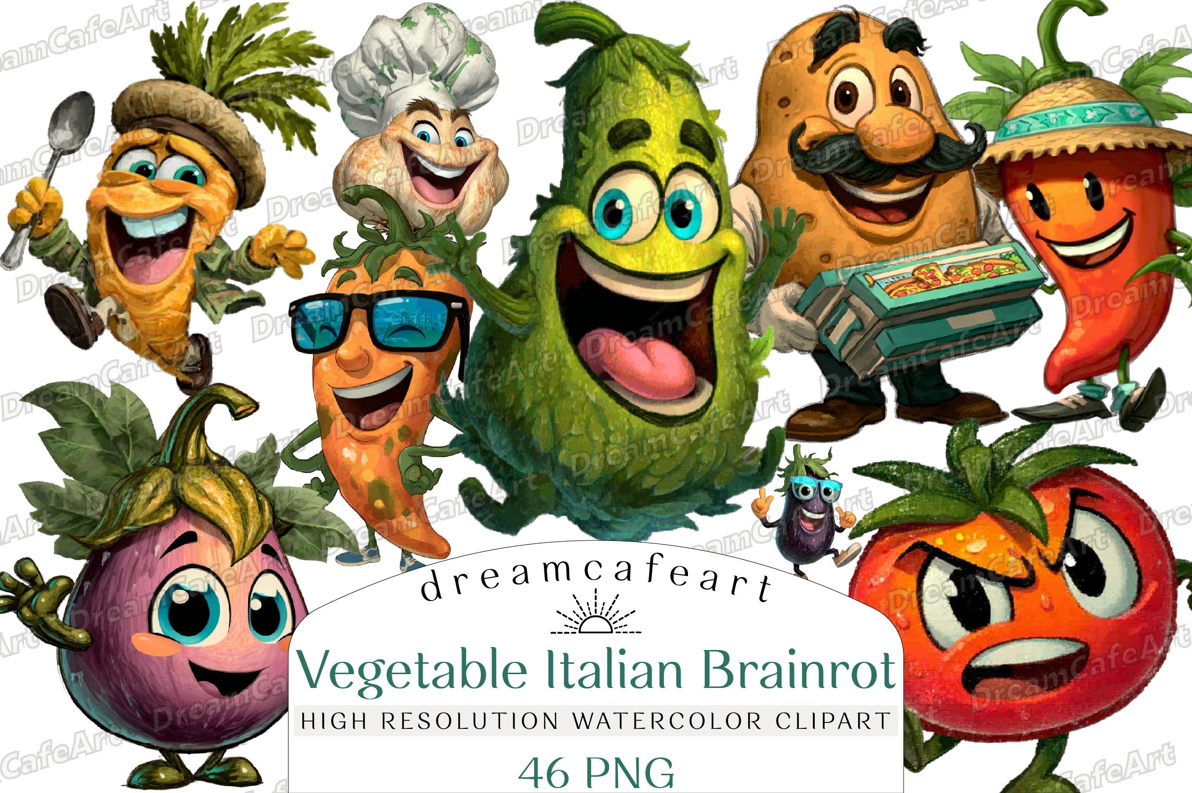 Funny Vegetable Italian Brainrot Clipart Bundle