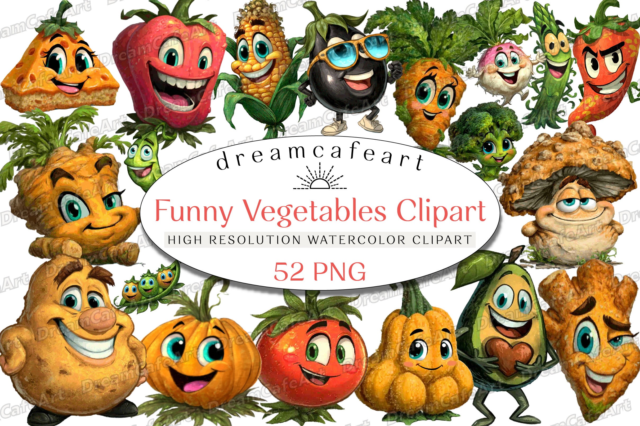 Funny Vegetables Clipart Bundle
