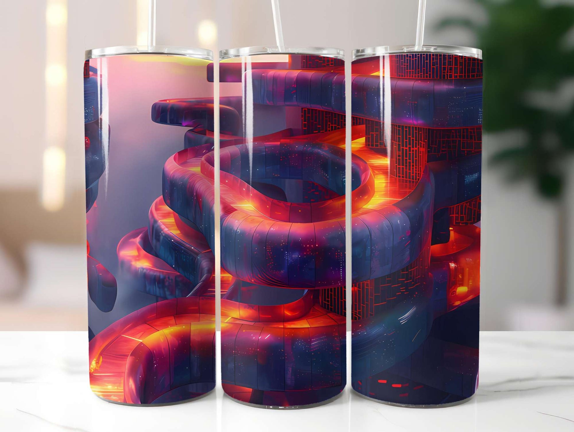 Futuristic Summer 3 Tumbler Wrap - CraftNest - Digital Crafting and Art