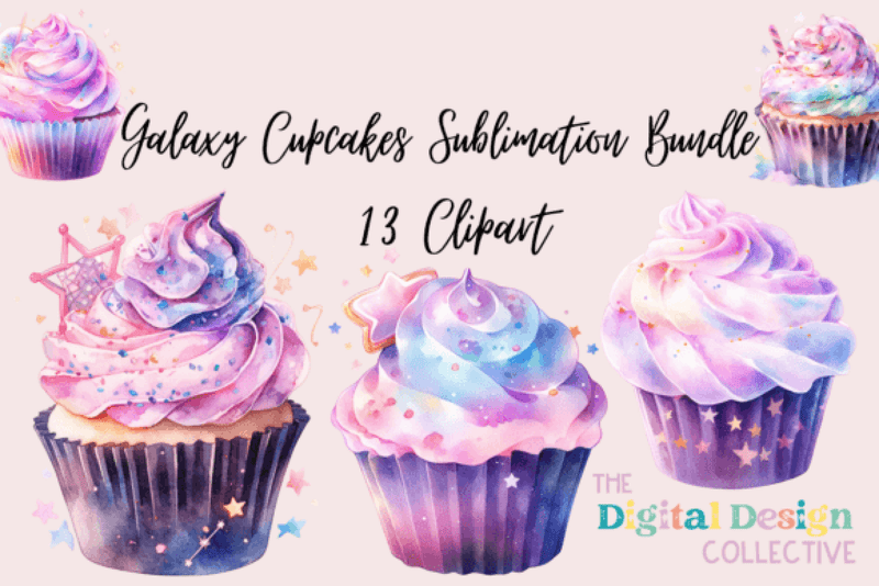 Galaxy Cupcakes Clipart Design Bundle - CraftNest - Digital Crafting and Art