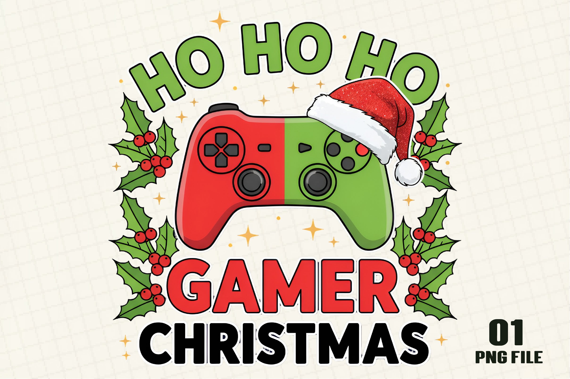 Gamer Christmas Funny Hohoho Clipart Bundle
