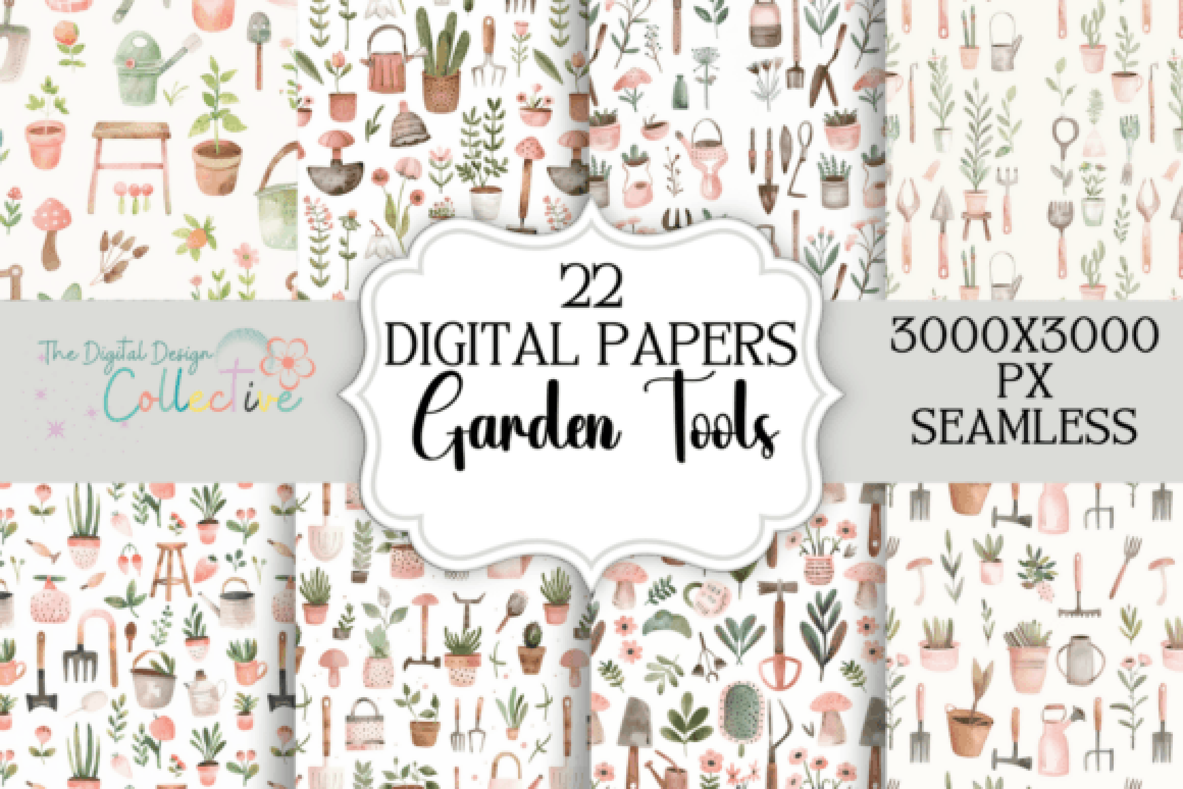 Garden Tools Seamless Digital Paper