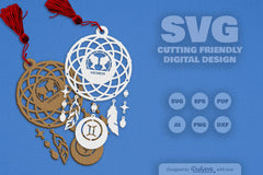 Gemini Dream Catcher Laser Cut Set Clipart - CraftNest - Digital Crafting and Art
