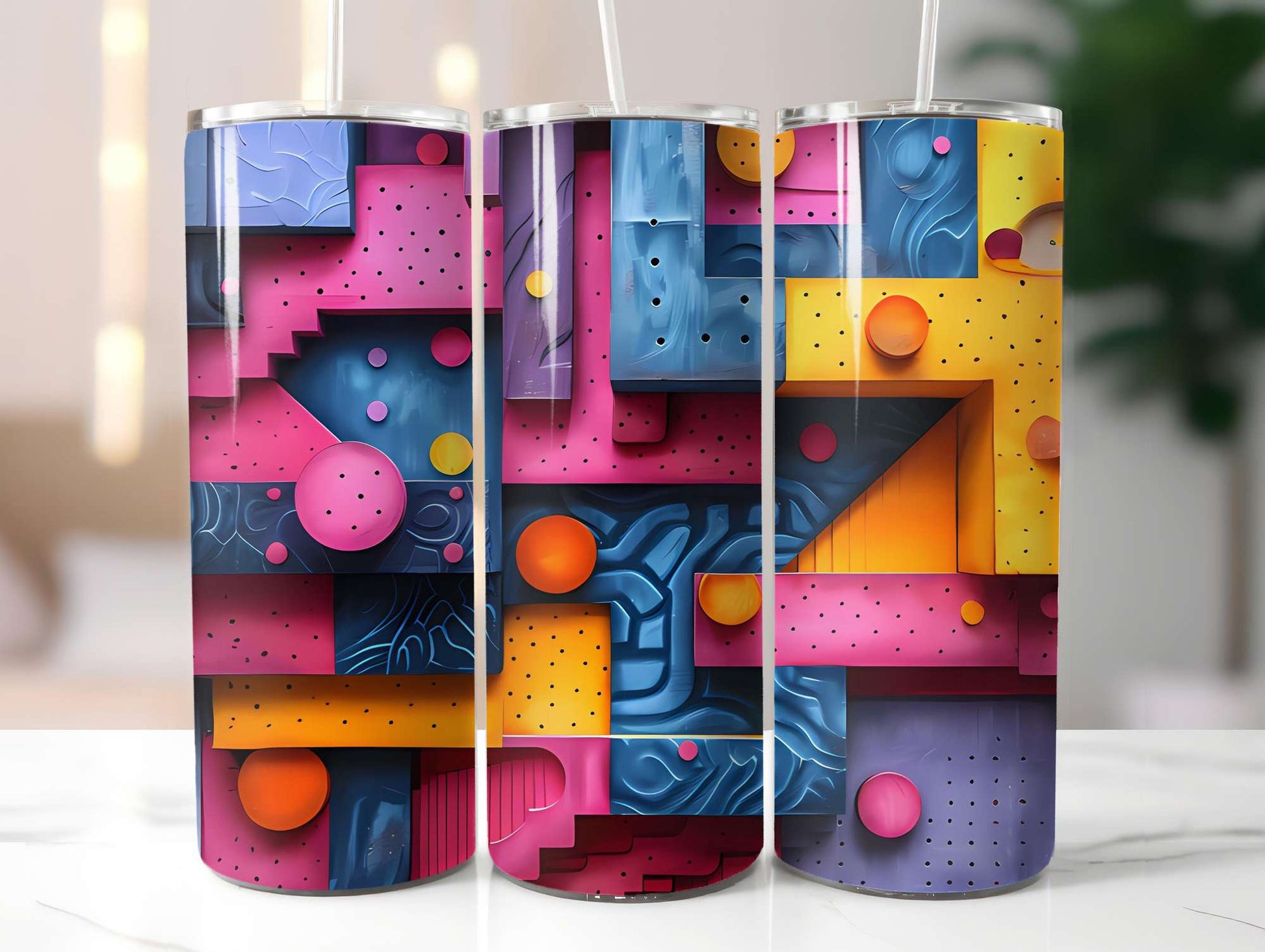 Geometric Summer 3 Tumbler Wrap - CraftNest - Digital Crafting and Art