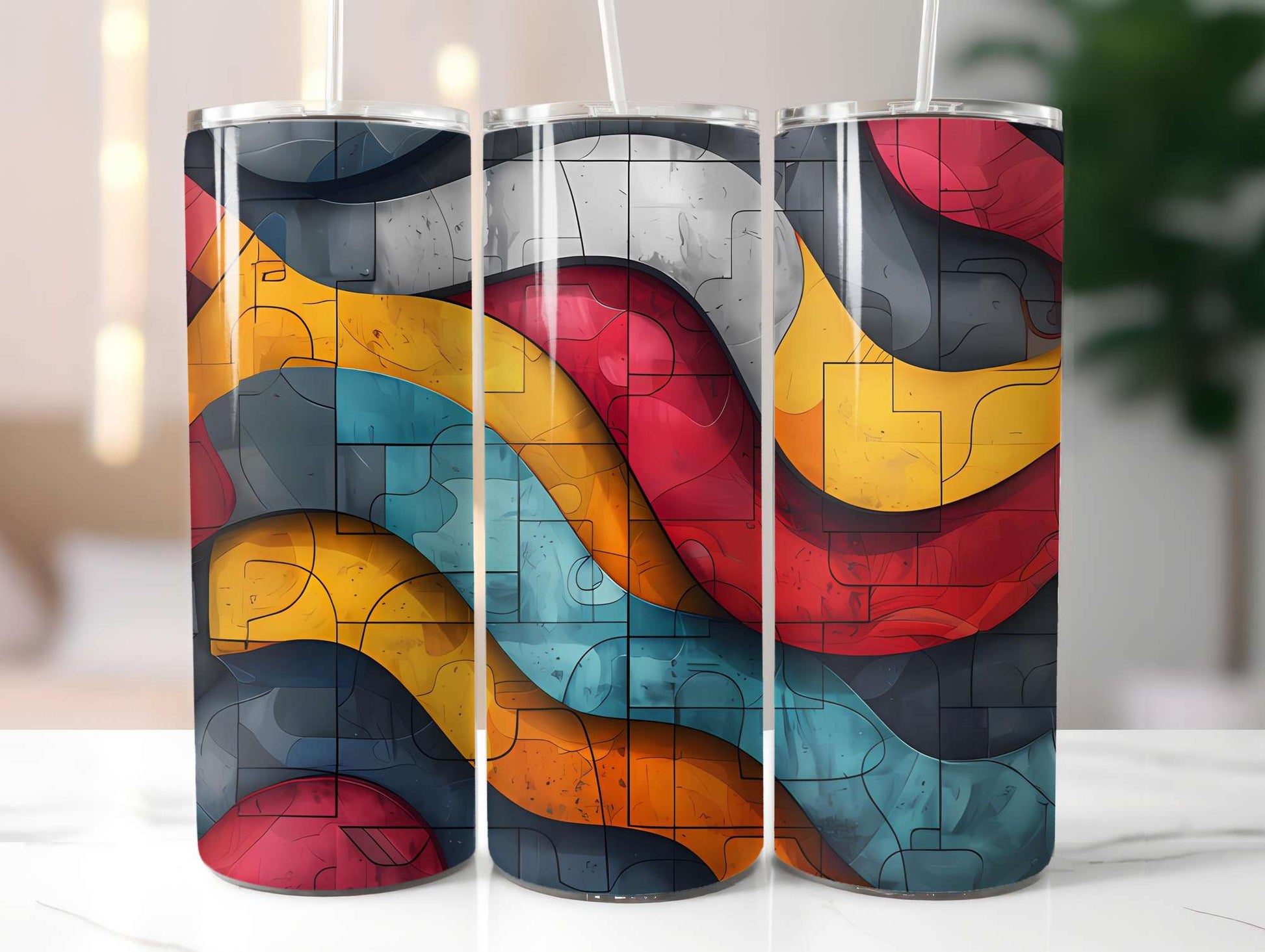 Geometric Summer 4 Tumbler Wrap - CraftNest - Digital Crafting and Art