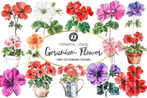 Geranium Flower Clipart Bundle 4 - CraftNest - Digital Crafting and Art