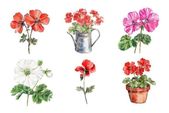 Geranium Flower Clipart Bundle 4 - CraftNest - Digital Crafting and Art