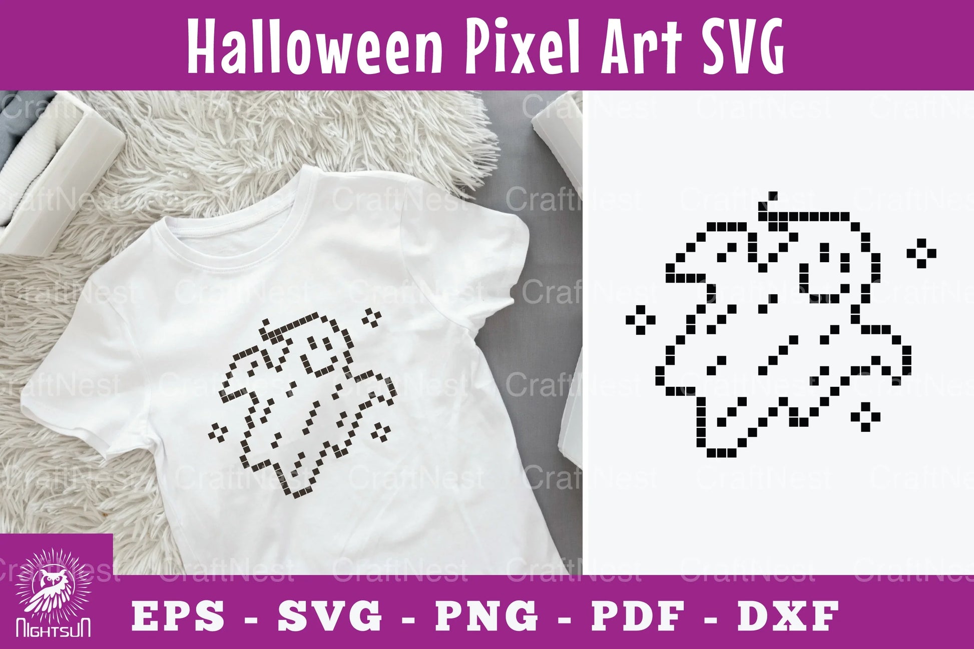 Ghost Pixel Art Clipart Bundle - CraftNest - Digital Crafting and Art