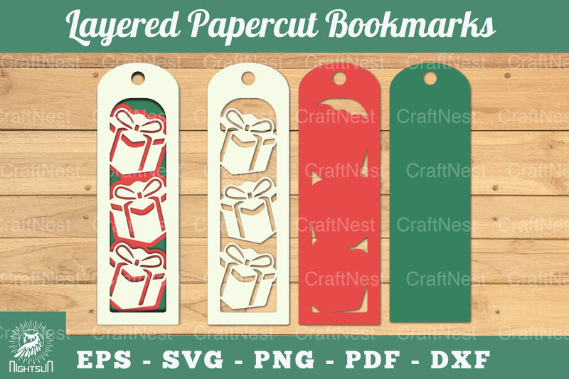 Gift Box Layered Papercut Bookmarks Clipart Bundle - CraftNest - Digital Crafting and Art