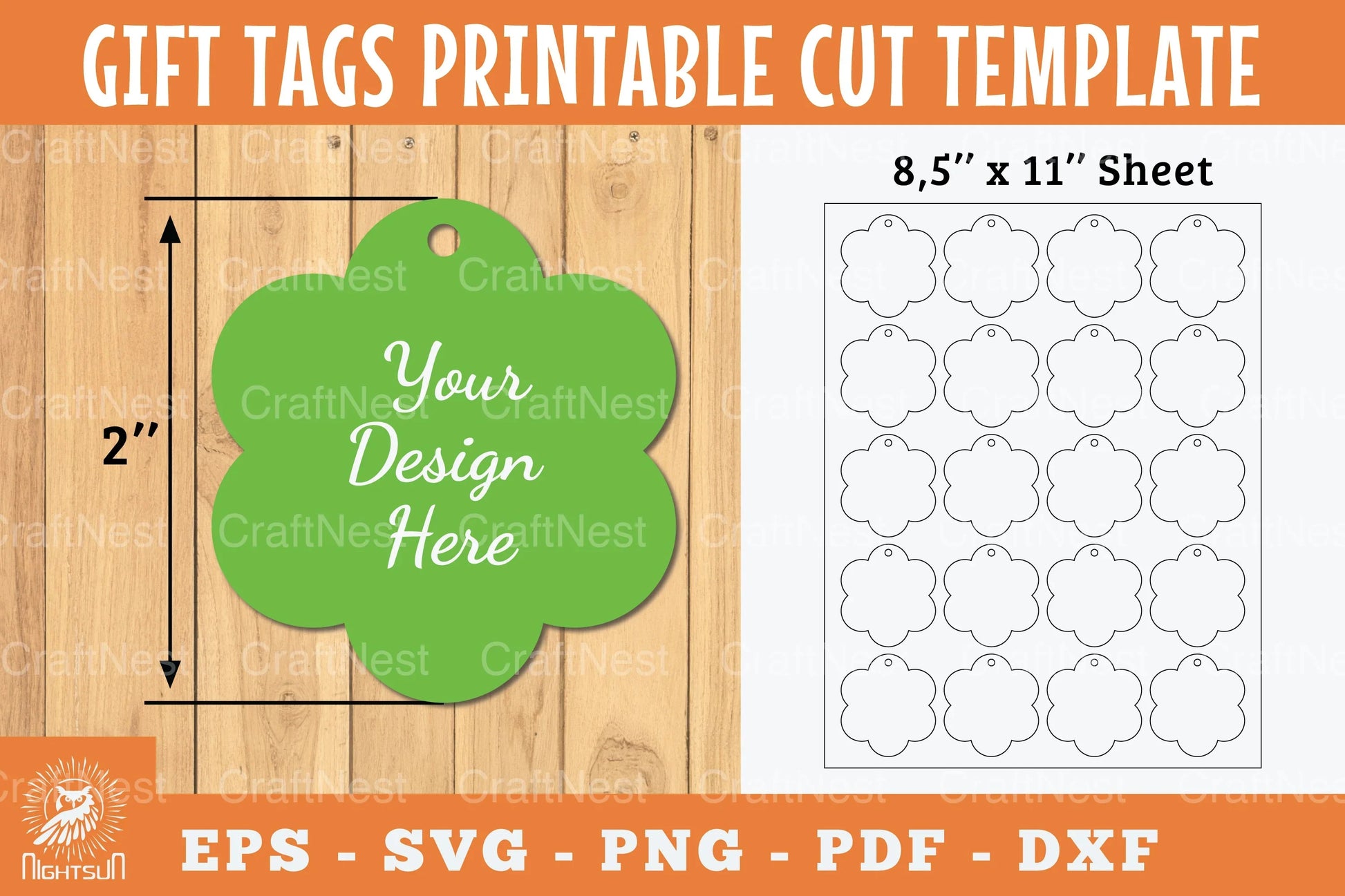 Flower Gift Tags Printable Template - Papercut Bundle - CraftNest - Digital Crafting and Art