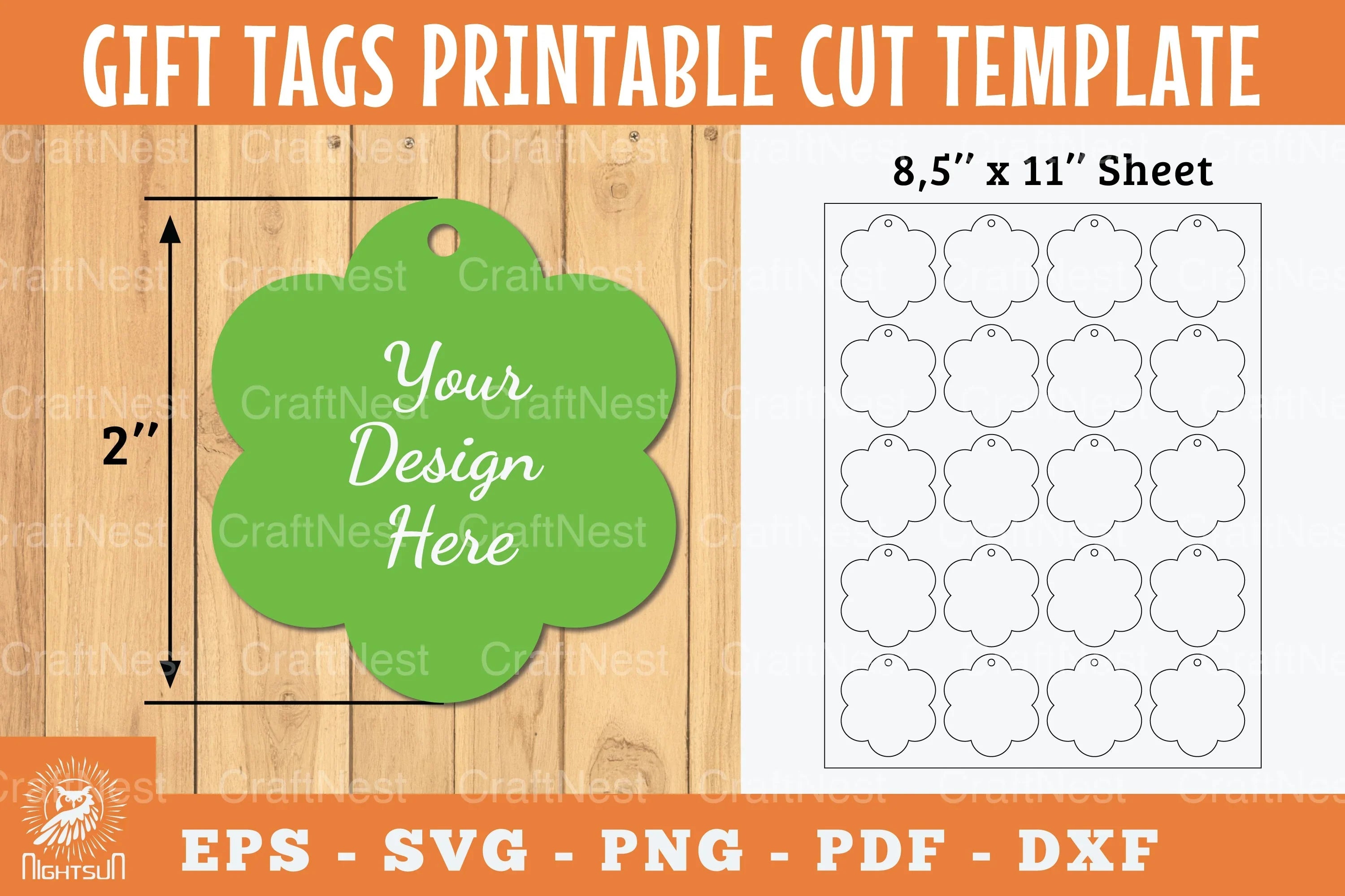 Flower Gift Tags Printable Template - Papercut Bundle - CraftNest - Digital Crafting and Art