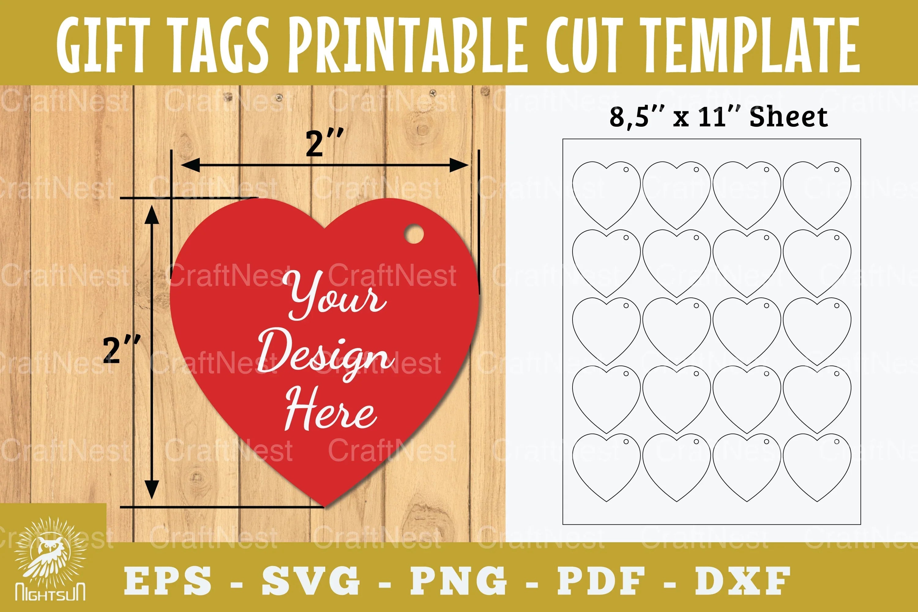 Heart Gift Tags Printable Template Bundle - CraftNest - Digital Crafting and Art