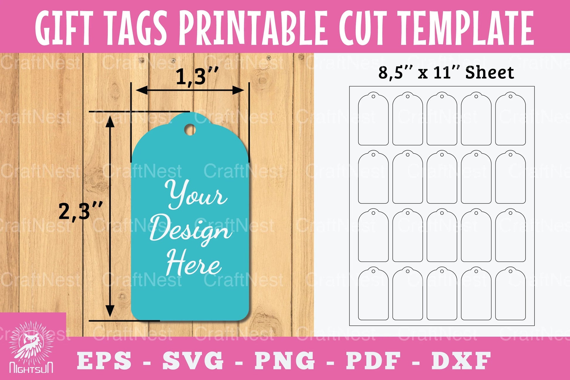 Gift Tags Rectangle Printable Cut Template Bundle - CraftNest - Digital Crafting and Art