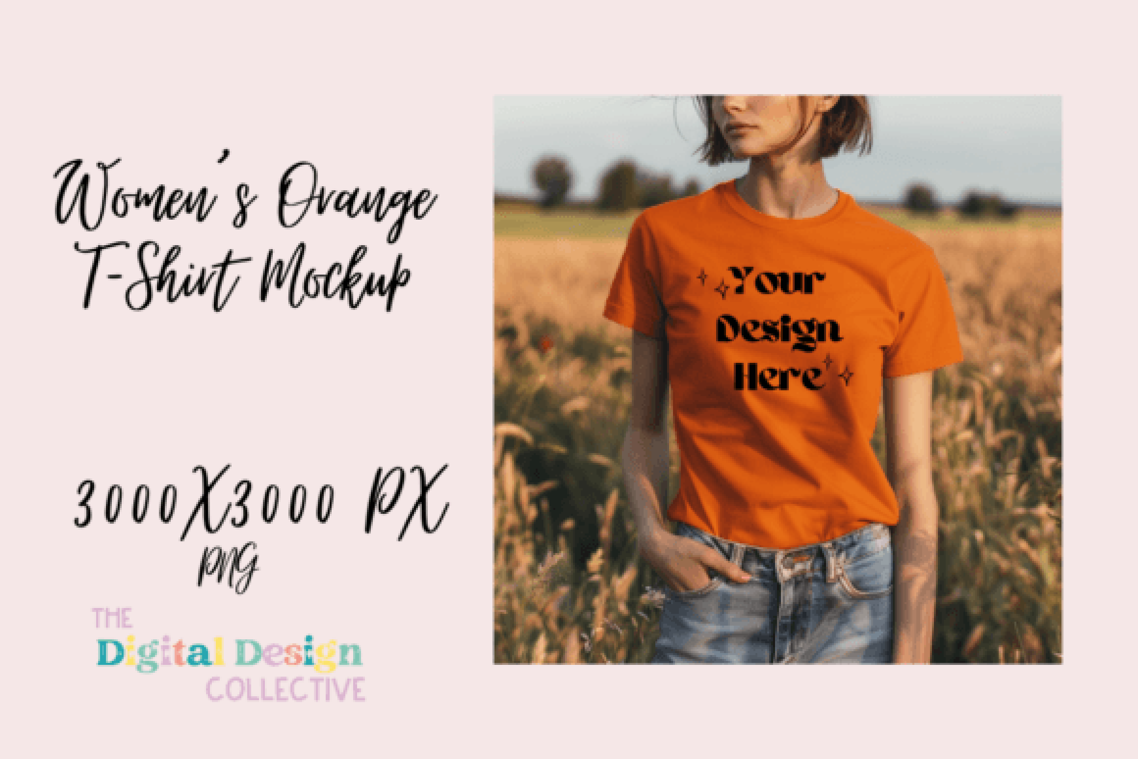 Women's Orange T-shirt Mockup