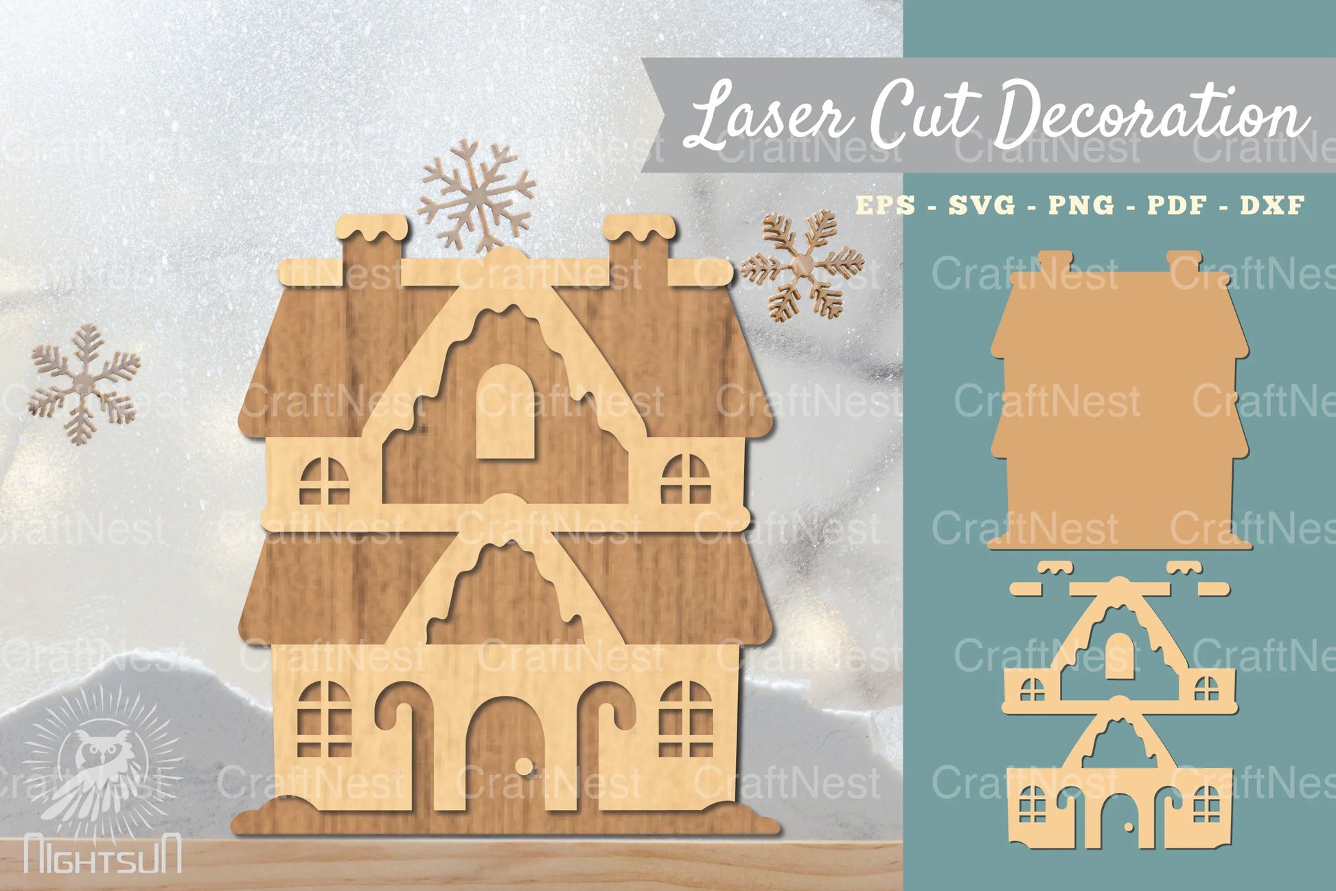 Gingerbread House 3D Lasercut Decoration Clipart Bundle - CraftNest - Digital Crafting and Art