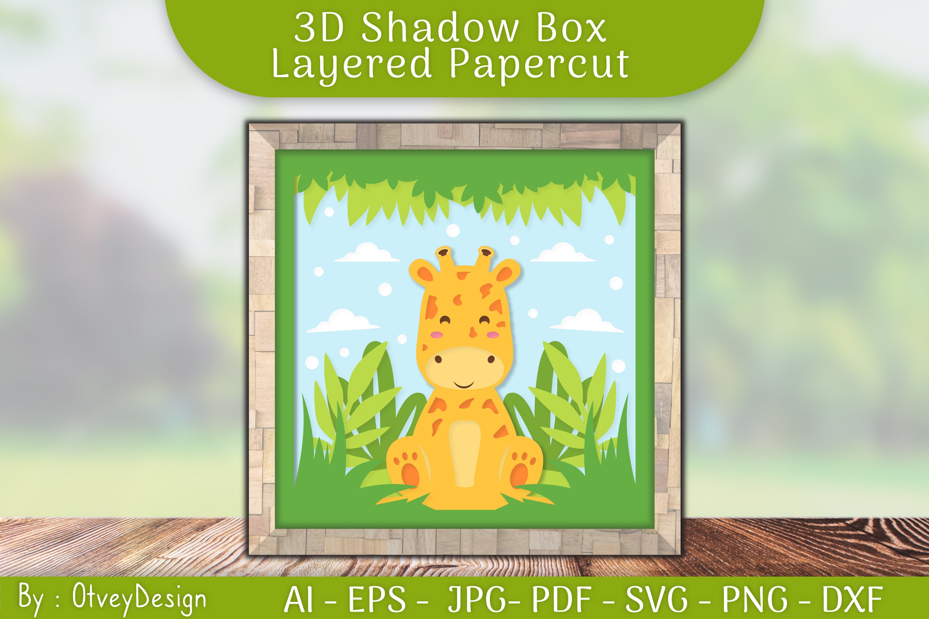 Giraffe Animals Shadow Box Layered Papercut SVG Bundle