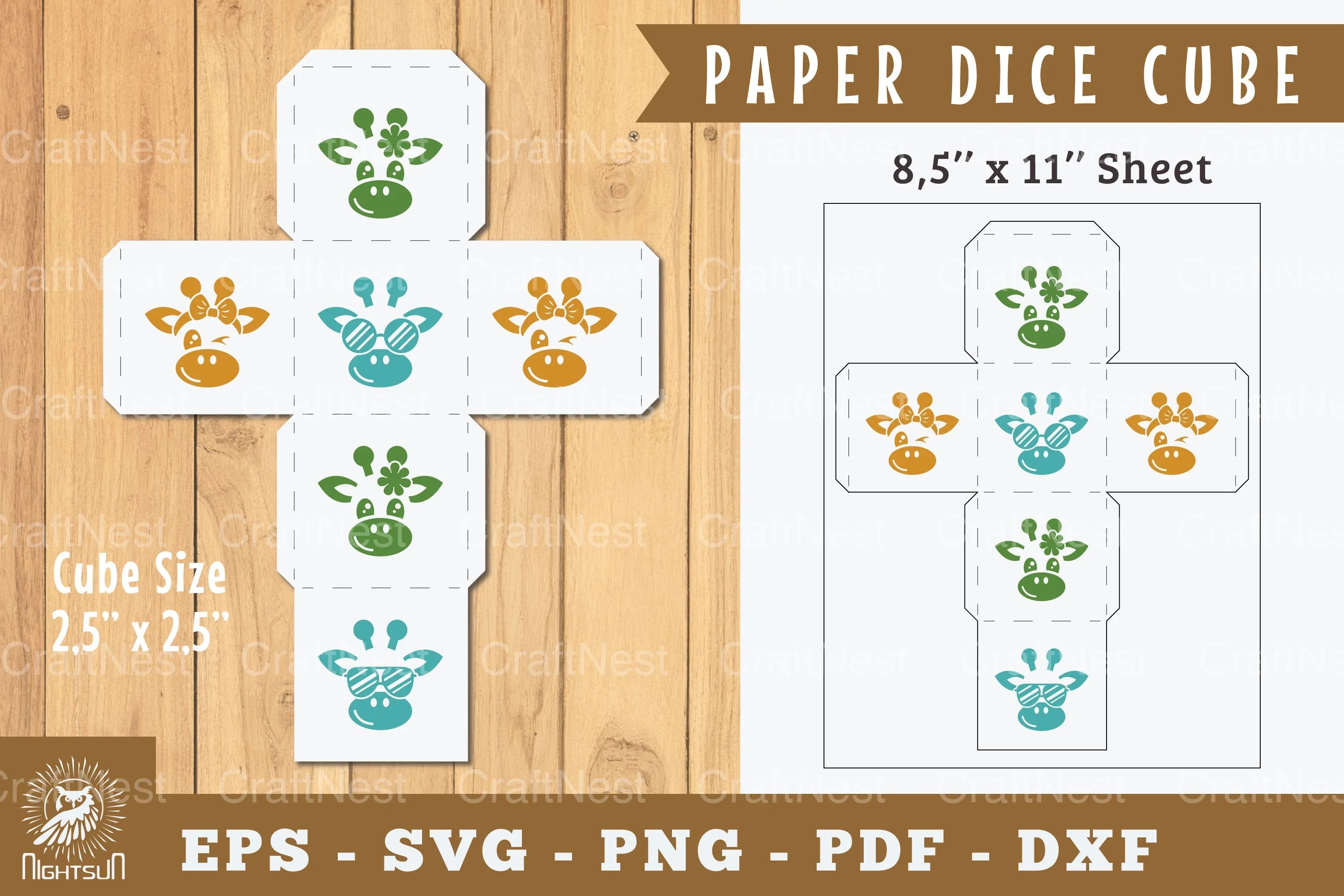 Giraffe Paper Dice Cube Printable Clipart Bundle - CraftNest - Digital Crafting and Art