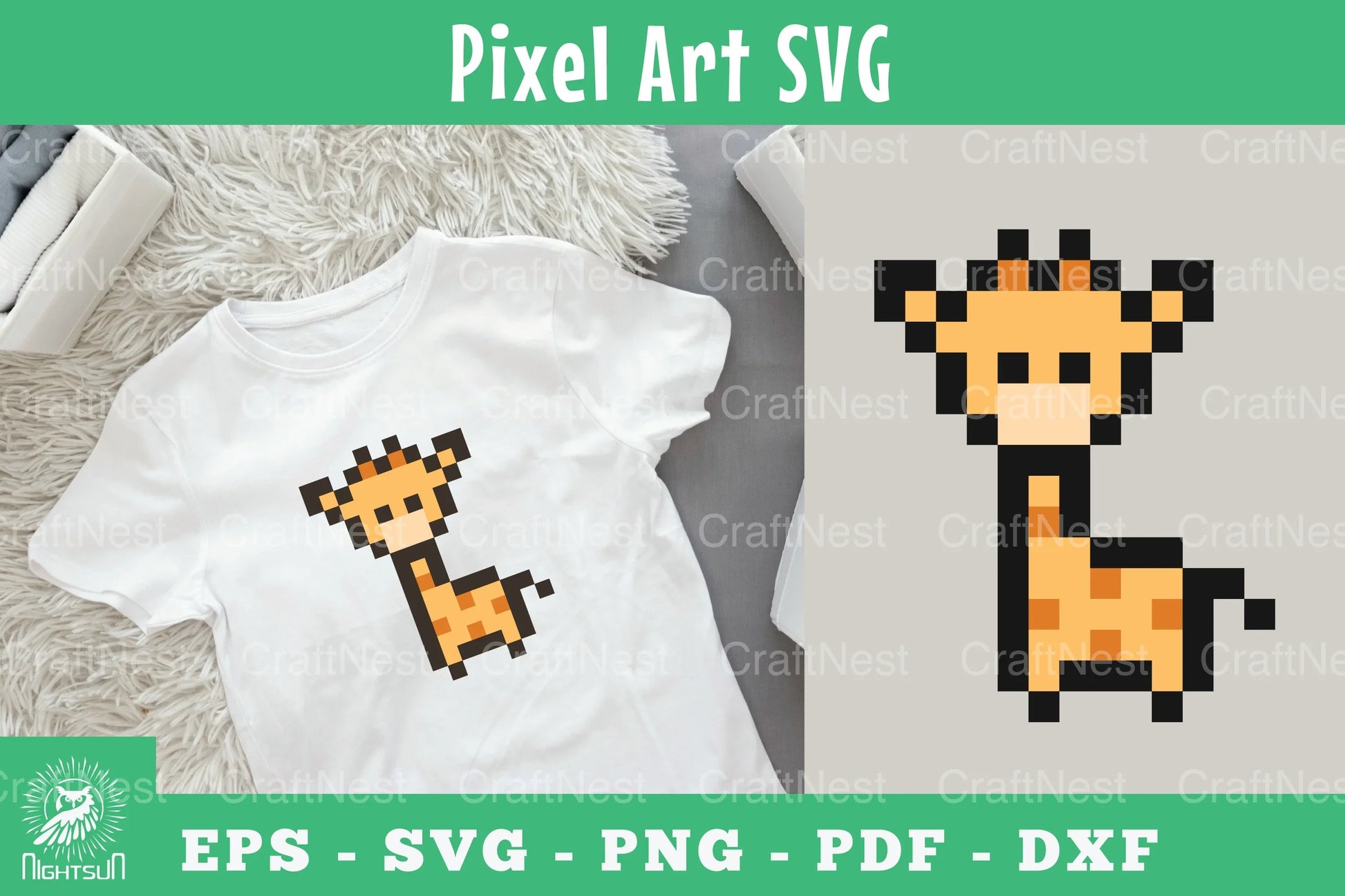 Giraffe Pixel Art Clipart Bundle - CraftNest - Digital Crafting and Art