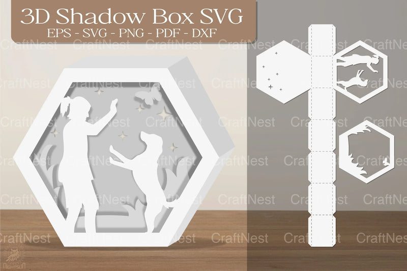 Girl and Dog 3D Shadow Box SVG Bundle - CraftNest - Digital Crafting and Art