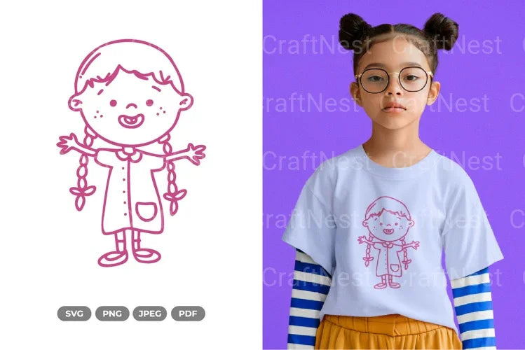 Girl Doodle Clipart Bundle - CraftNest - Digital Crafting and Art