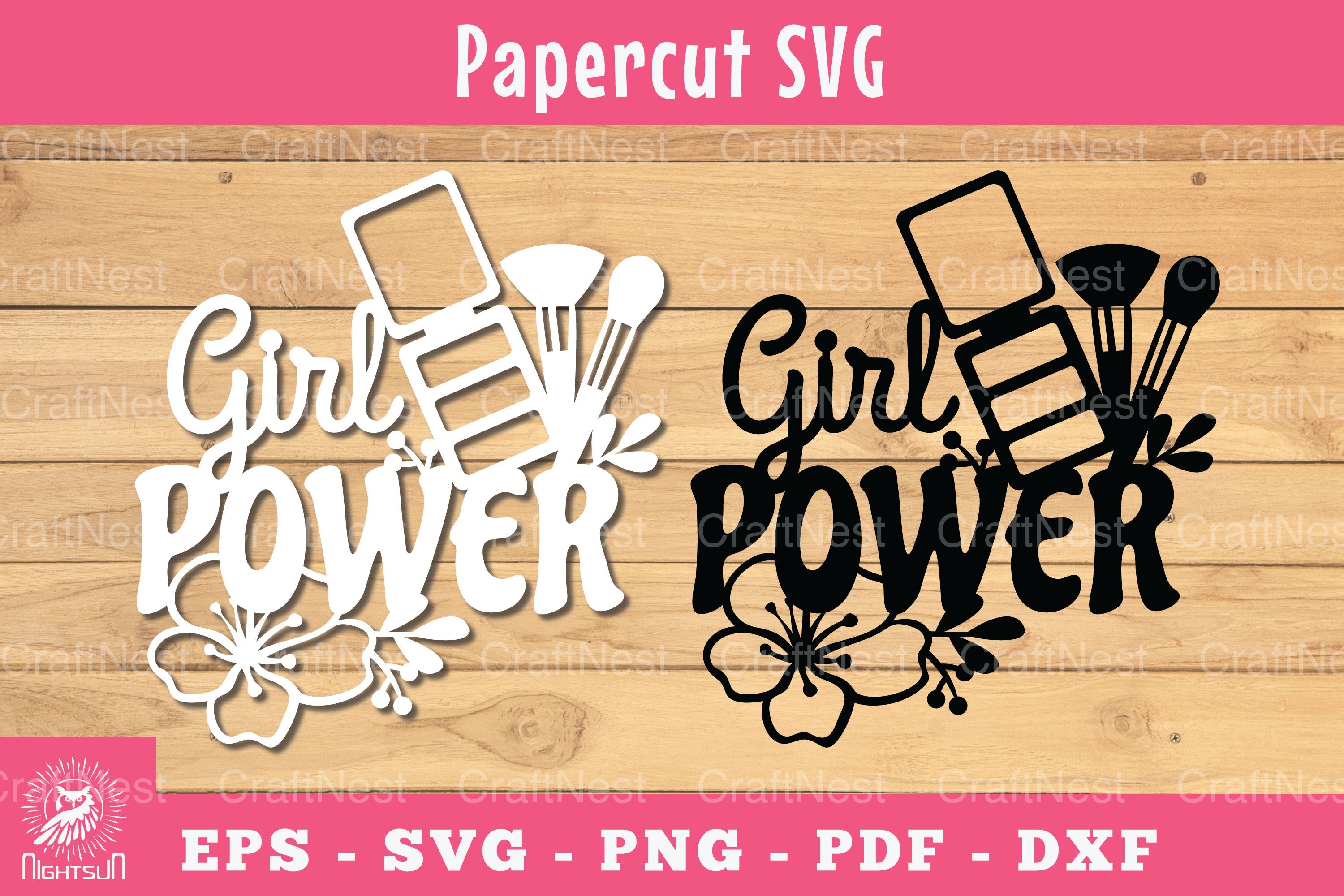 Girl Power Floral Makeup Papercut SVG Bundle - CraftNest - Digital Crafting and Art